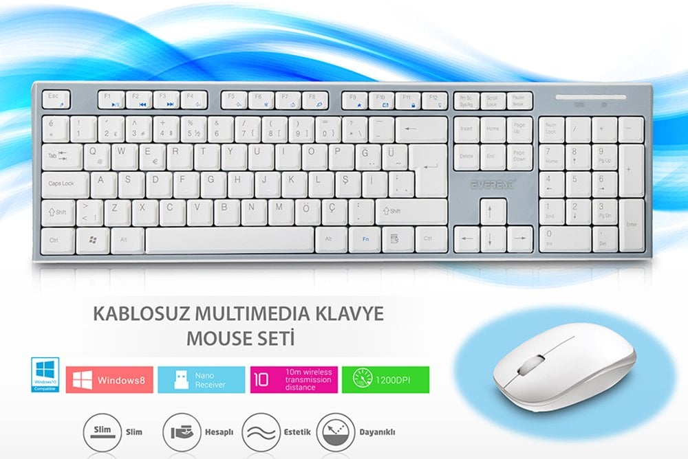 Everest KM-6063 Q Multimedya Kablosuz Klavye - Mouse Set