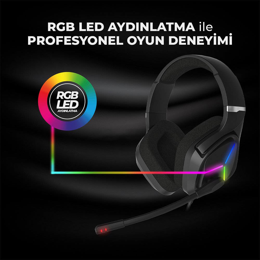 enovo Lecoo HT406 Kulak Üstü RGB Led Aydınlatma Kablolu Gaming Oyuncu Kulaklık