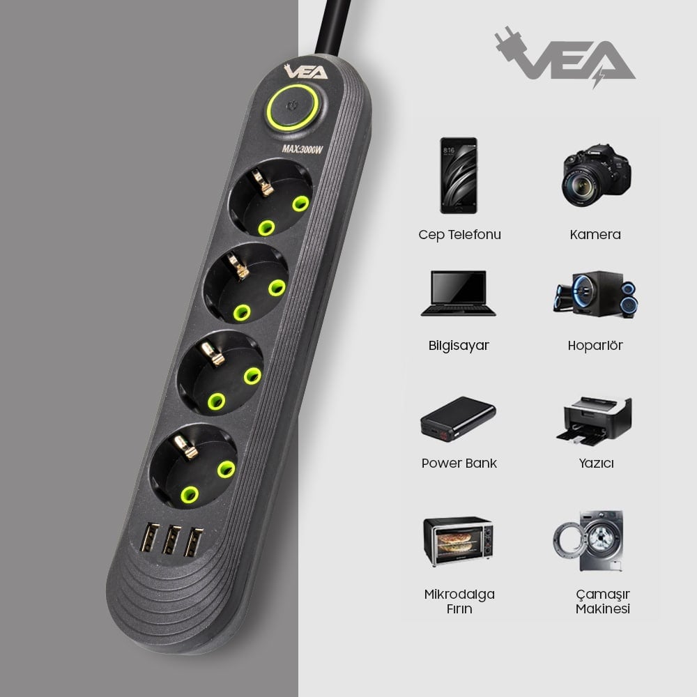 Vea VA-21559 Akım Korumalı Priz Kullanım Alanları