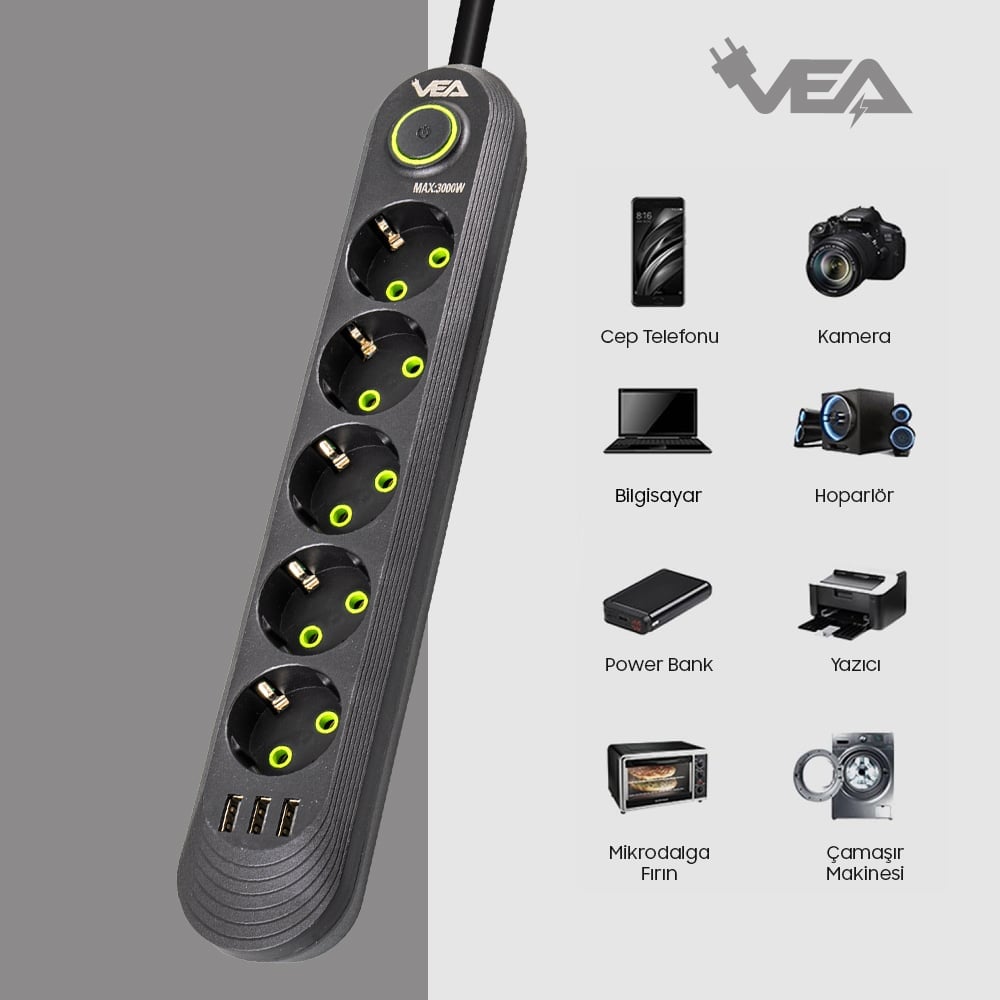 Vea VA-21558 Akım Korumalı Priz Kullanım Alanları