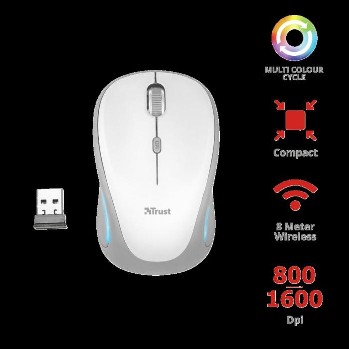 TRUST 22335 YVI FX 1600DPI Kablosuz Beyaz Mouse