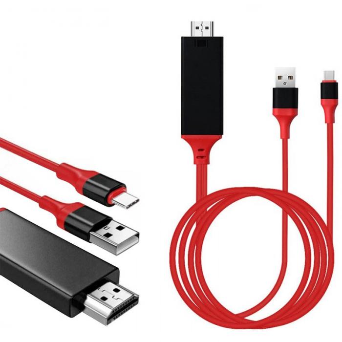 POWERMASTER PM-6019 TH+USB TYPE-C TO HDMI + USB 2 METRE KABLO
