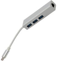 POWERMASTER PM-18229 USB TYPE-C 3.0 3 PORT HUB + GIGABIT ETHERNET ADAPTÖR