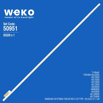 WKSET-5951 35329X1 SAMSUNG 2013TSB40 7020 60 REV1.0 B TYPE 1 ADET LED BAR (60LED)