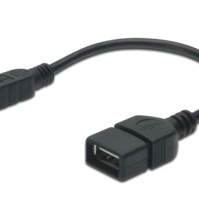 ASSMANN AK-300310-002-S USB 2.0 adap. kab.OTG, Tip mini B - A M/F, 0,2m