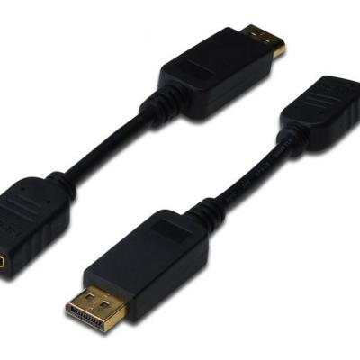 ASSMANN AK-340408-001-S DisplayPort Adap.Kab. DP - HDMI A Tip M/F, 0,15m, kilitli, DP 1.1 CE, sy