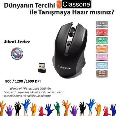CLASSONE T120 Kablosuz Nano 2.4GHz 800/1200/1600DPI Siyah Mouse
