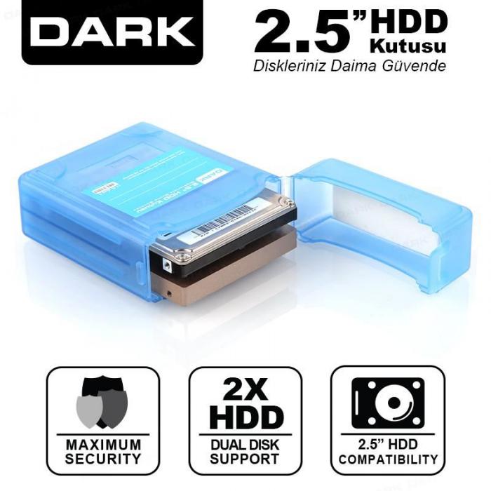 DARK DK-AC-DAK2B 2.5" Çift Disk Koruma ve Taşıma Kutusu