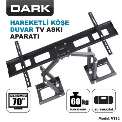 DARK DK-AC-VT32 37'-70" Hareketli Köşe ve Duvar Terazili TV Askı Aparatı