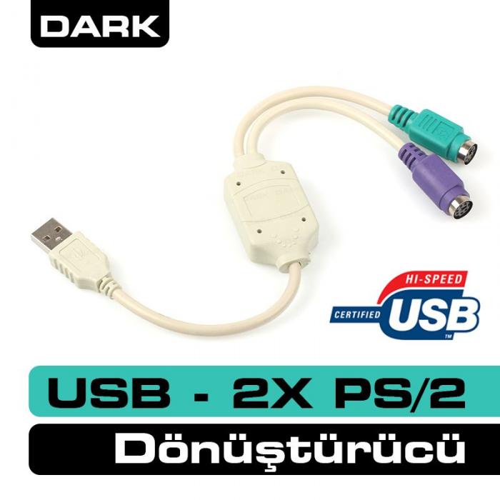 DARK DK-CB-USB2PS2 USB2.0- PS/2 Çevirici