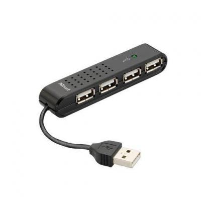 TRUST 14591 VECCO 4 Portlu USB 2.0 Ultra Kompakt Mini Siyah Merkez