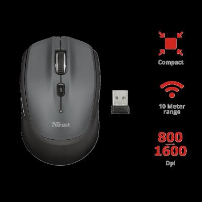 TRUST 23177 NONA 1600DPI Kablosuz Siyah-Gri Kompakt Mouse