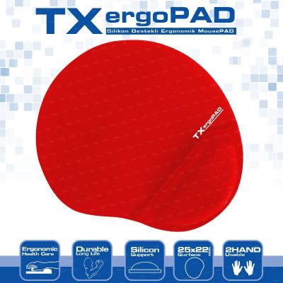 TX TXACMPAD01RD 250x220x5mm ErgoPad Plus Bilek Jel Destekli Kırmızı Mouse Pad