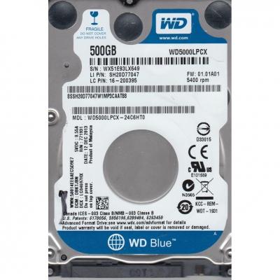 WD WD5000LPCX 500GB Blue Sata 3.0 5400RPM 16MB 2.5" Dahili Notebook Disk