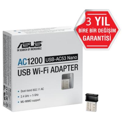 Asus USB-AC53 Nano AC1200 Kablosuz USB Adaptör