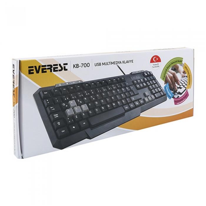Everest KB-700 USB  Multimedia Klavye Siyah