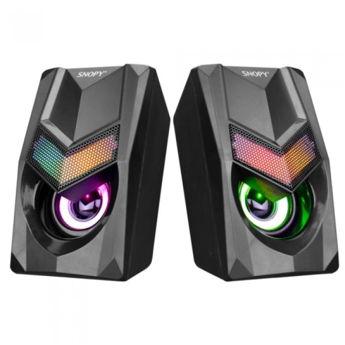 Snopy SN-X25 RGB Işıklı 3W*2 Siyah USB Speaker