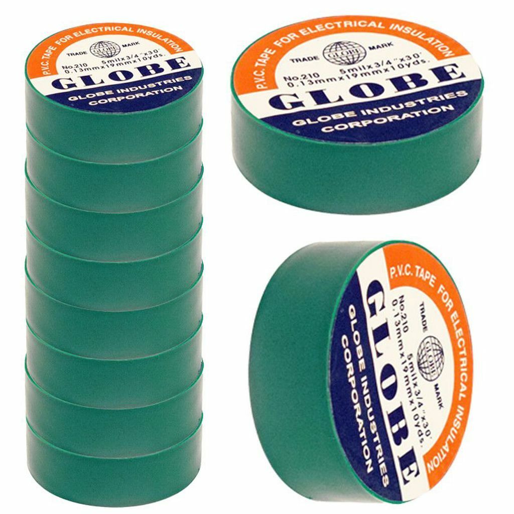 Globe Marka Yeşil 0.13Mmx19Mmx10Yrd İzole Elektrik Bandı 10 Lu Paket
