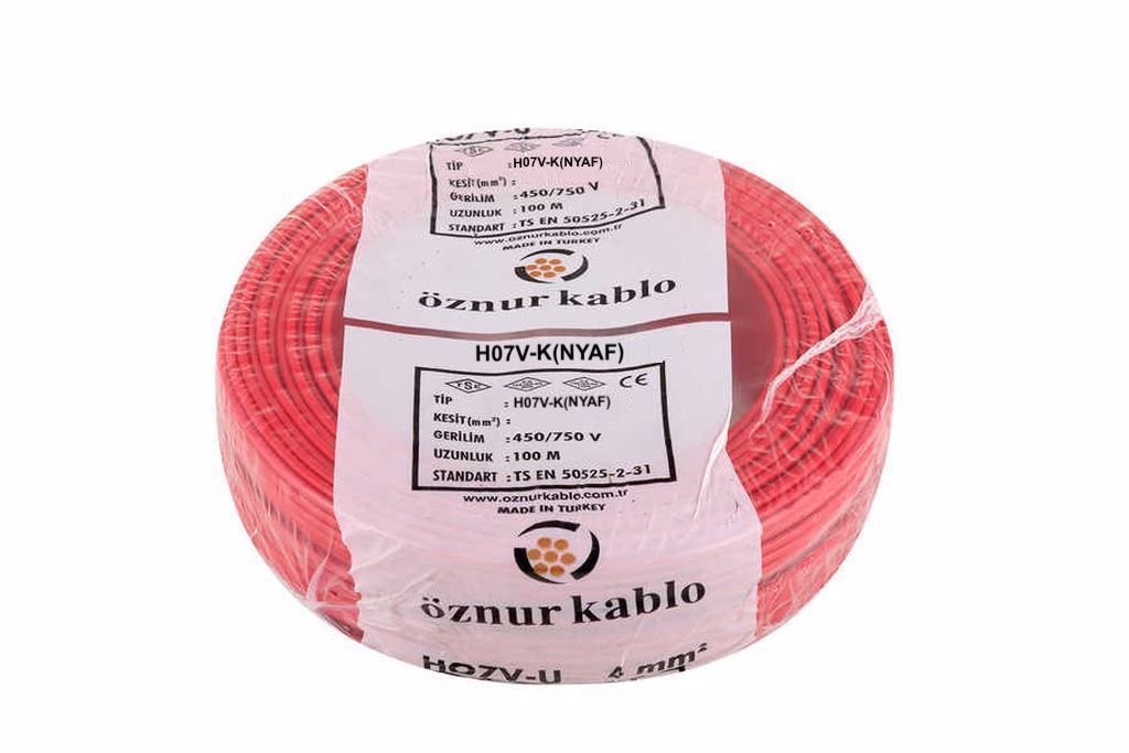 Öznur Kablo 35 mm Nyaf Çok Telli Bakır Elektrik Kablosu Kırmızı 100 Metre