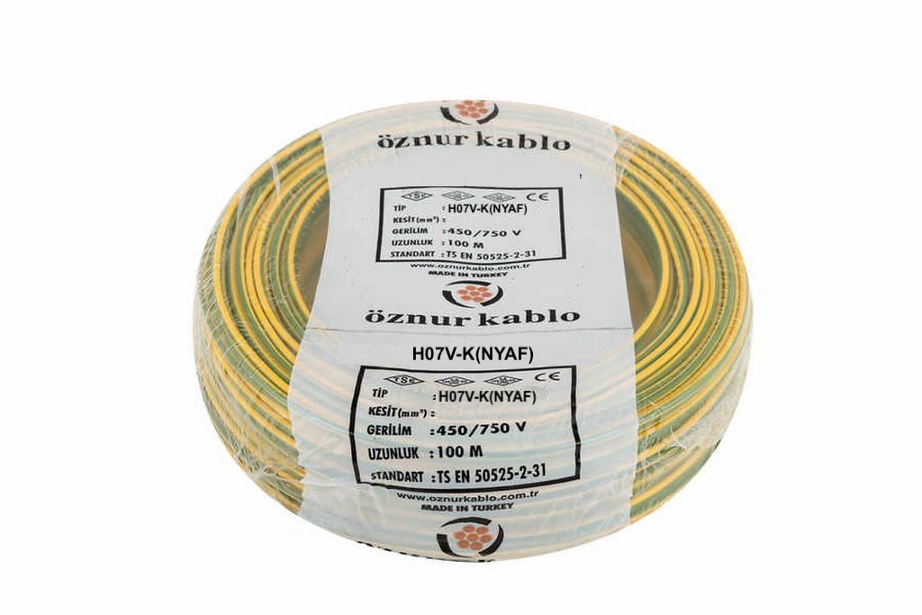 Öznur Kablo 50 mm Nyaf Çok Telli Bakır Elektrik Kablosu Sarı Yeşil 100 Metre