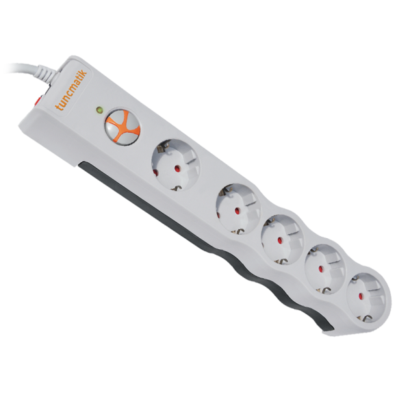 Tunçmatik Beşli Akım Korumalı Priz 1,5 Metre 1050 Joule Beyaz TSK6134