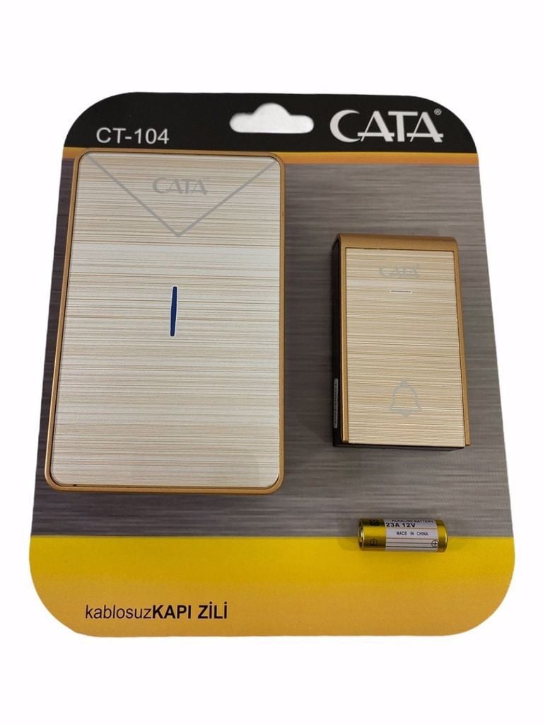 Cara Lüx Model Led Işıklı Kablosuz Uzaktan Kumandalı Kapı Zili Gold CT-104