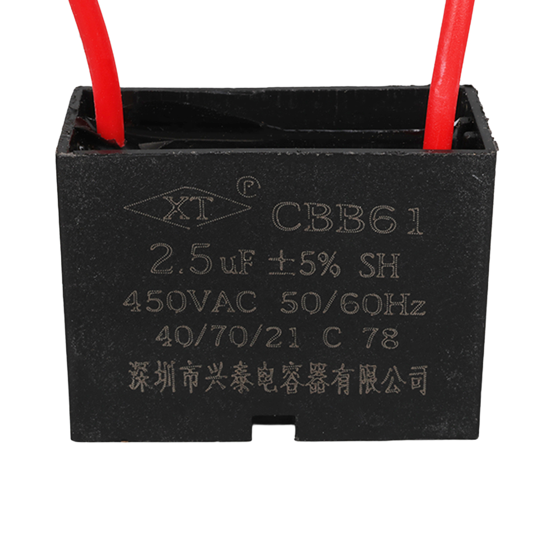 2.5UF 450VAC SİYAH KABLOLU KARE TİP KUTUPSUZ KONDANSATÖR