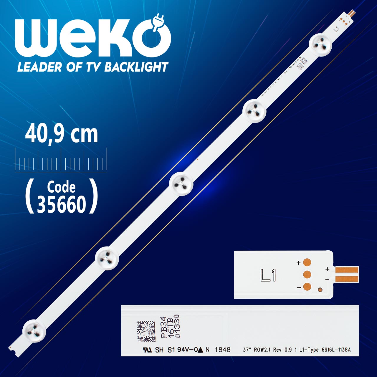 37" ROW2.1 REV 0.9 1 L1-TYPE 6916L-1138A - 40.9 CM 5 LEDLİ - (WK-1139)