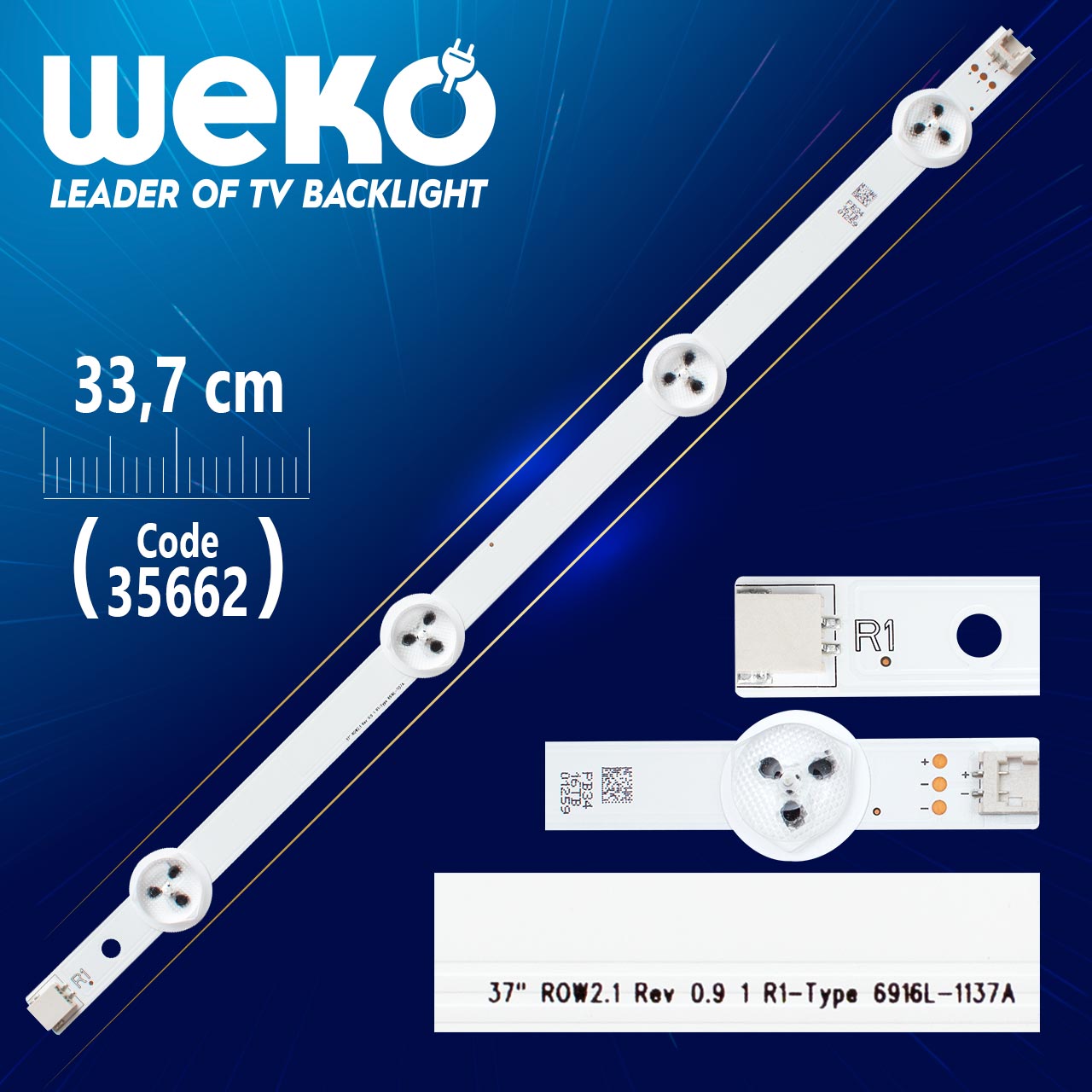 37" ROW2.1 REV 0.9 1 R1-TYPE 6916L-1137A - 33.7 CM 4 LEDLİ - (WK-1141)