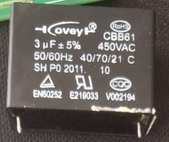 3UF 450VAC CBB61 MOTOR VE FAN BAŞLANGIÇ KONDANSATÖRÜ