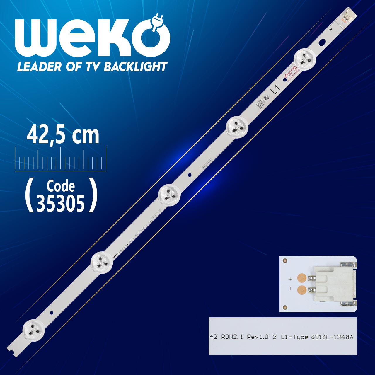 42'' ROW2.1 REV1.0 2 L2-TYPE 6916L-1368A - 42.5 CM 5 LEDLİ - (WK-369)