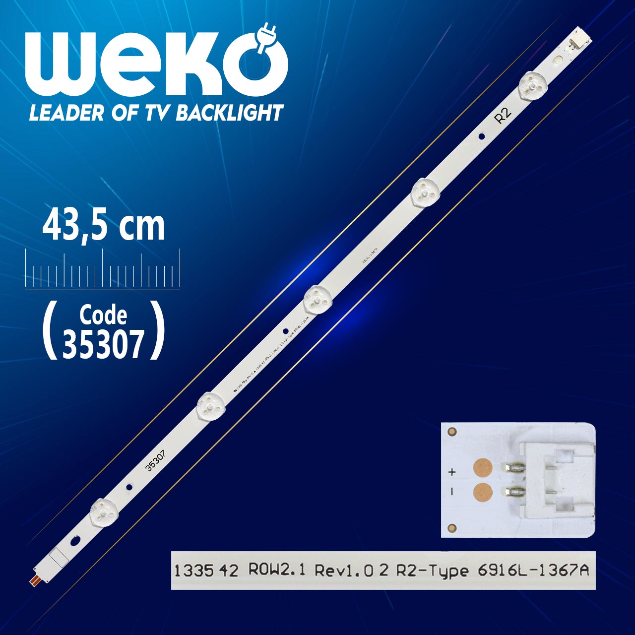 42'' ROW2.1 REV1.0 2 R2-TYPE 6916L-1367A - 43.5 CM 5 LEDLİ - (WK-371)