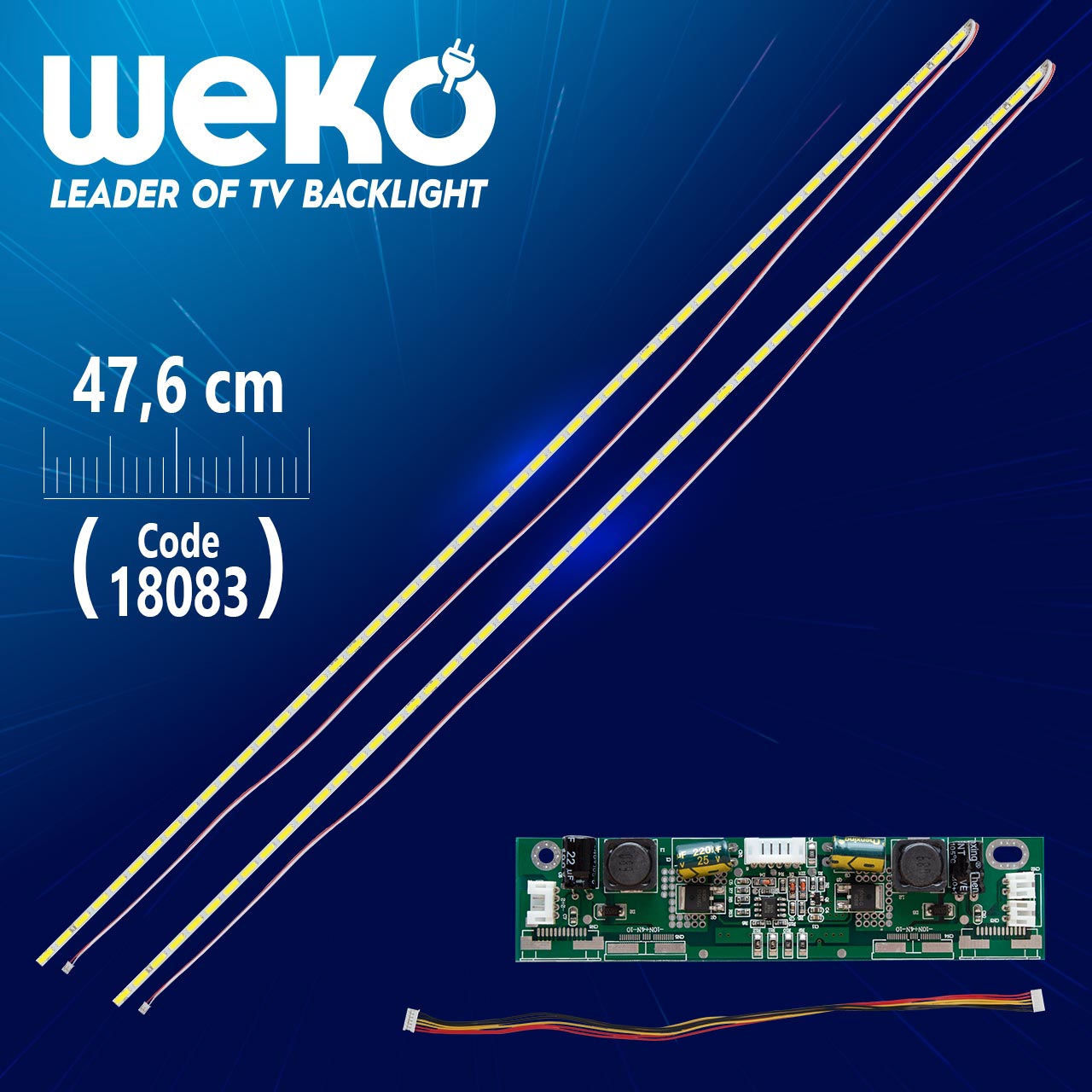 43" UNİVERSAL E-LED 51 LEDLİ (7020) 476MM 360-450MA 51-54V ÇİFT LED+SÜRÜCÜ+KABLO TAKIM (WK-1370)