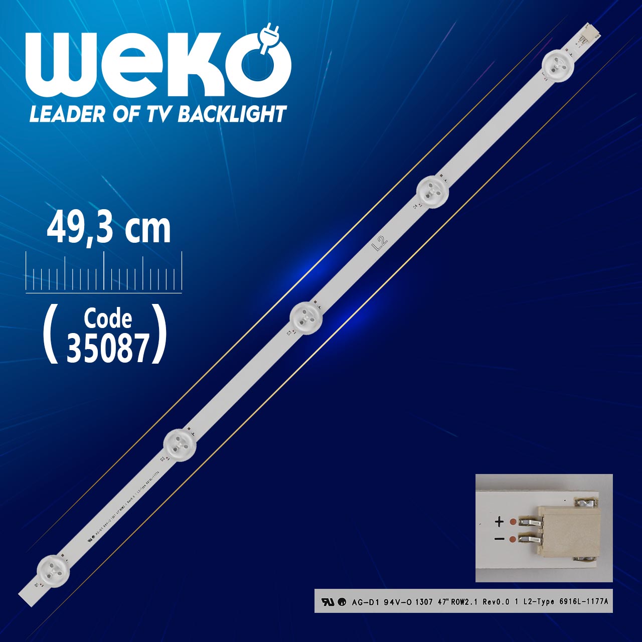 47" V14 DRT REV0.2 1 L2-TYPE - 5 LEDLİ 49.3 CM - (WK-843)