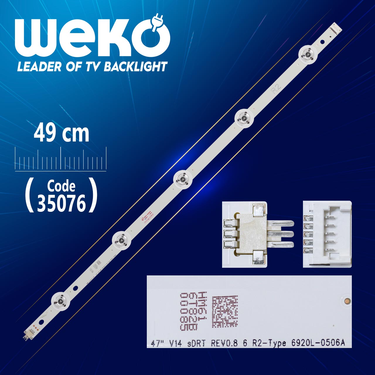 47" V14 SDRT REV0.8 6 R2-TYPE 6920L-0506A - 49 CM 5 LEDLİ - (WK-837)