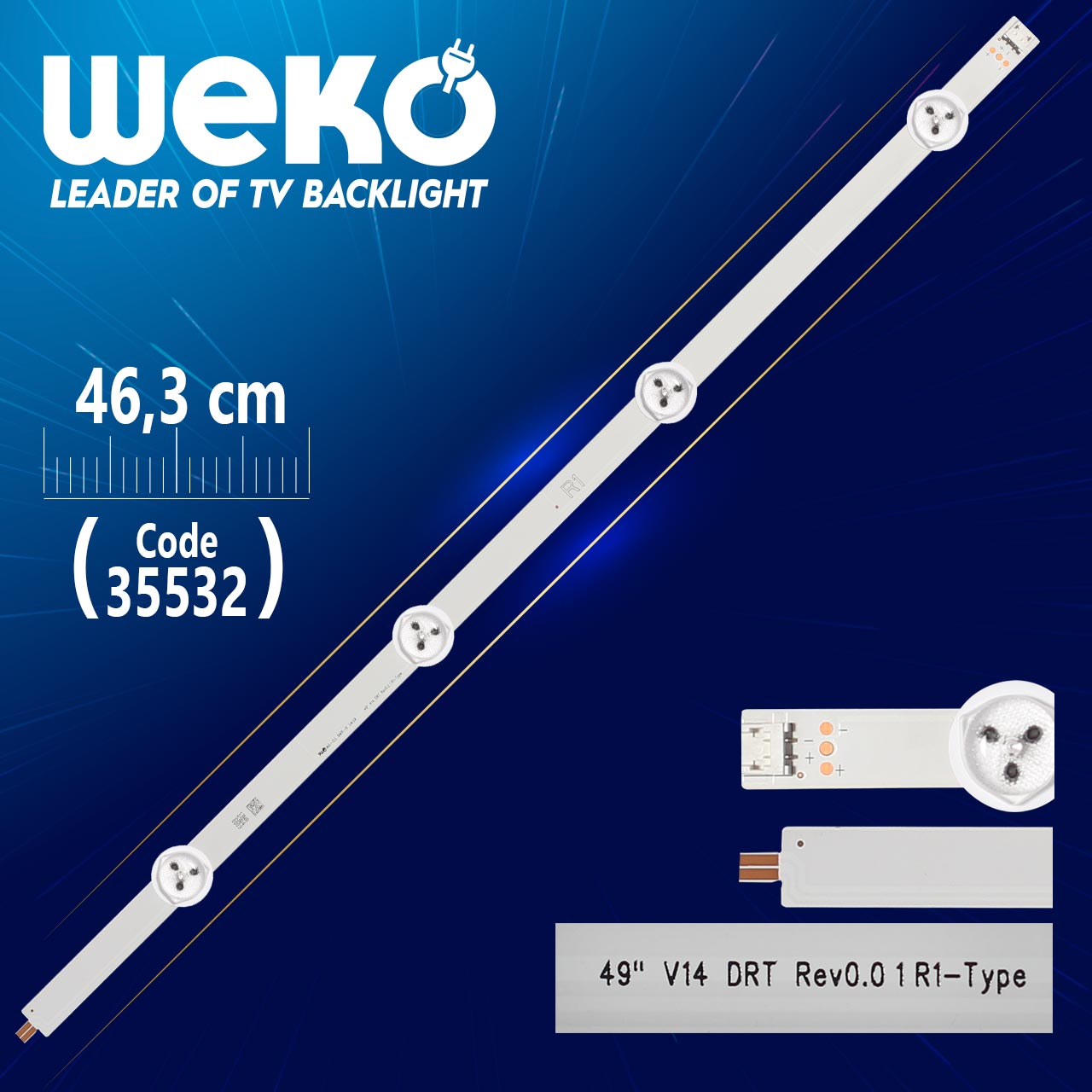 49" V14 DRT REV0.0 1 R1-TYPE - 46.3 CM 4 LEDLİ - (WK-1065)