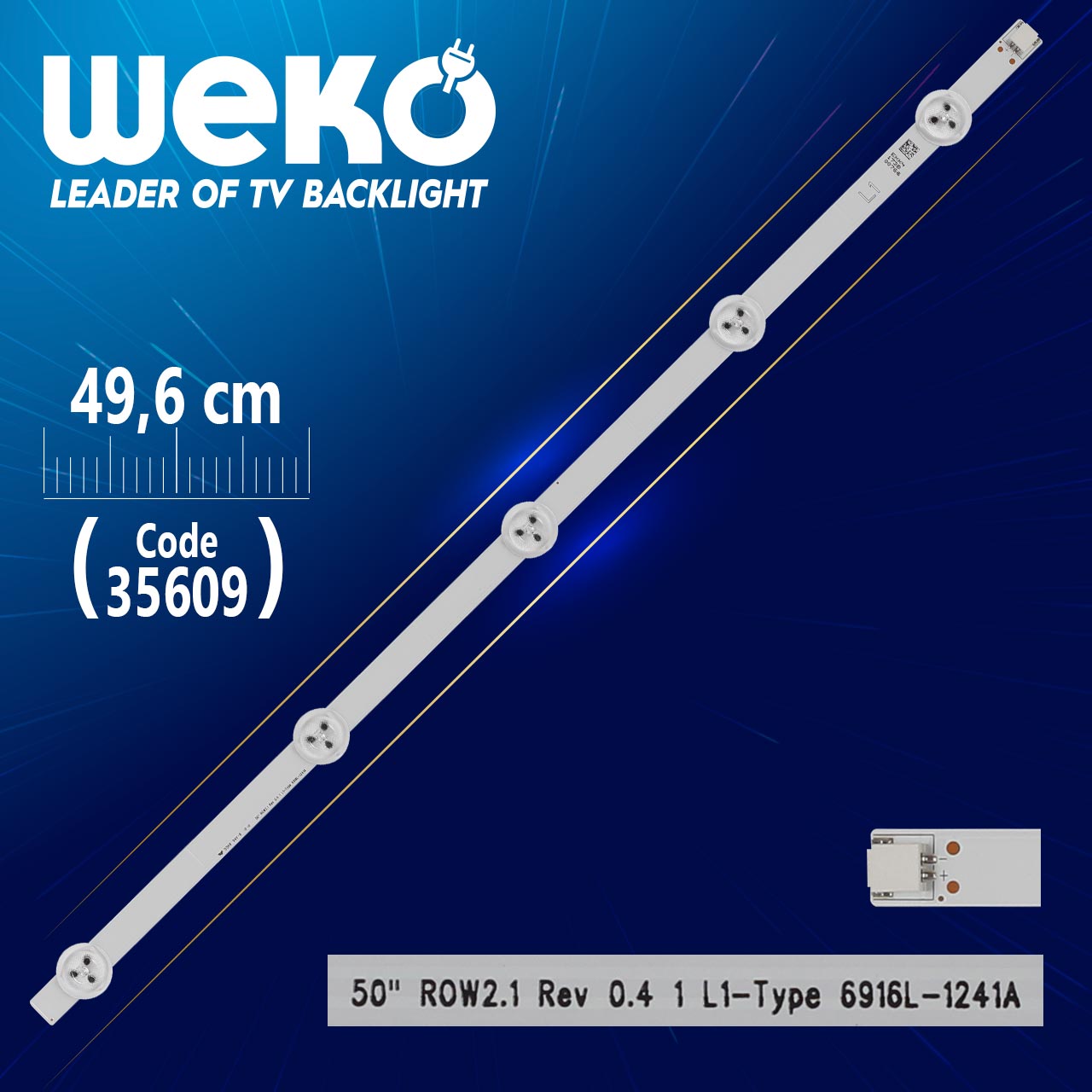 50" ROW2.1 REV 0.4 1 L1-TYPE 6916L-1241A - 49.6 CM 5 LEDLİ - (WK-509)