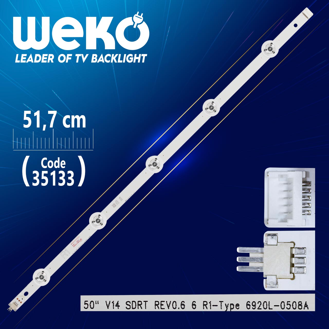 50" V14 SDRT REV0.6 6 R1-TYPE 6920L-0508A - 51.7 CM 5 LEDLİ - (WK-399)