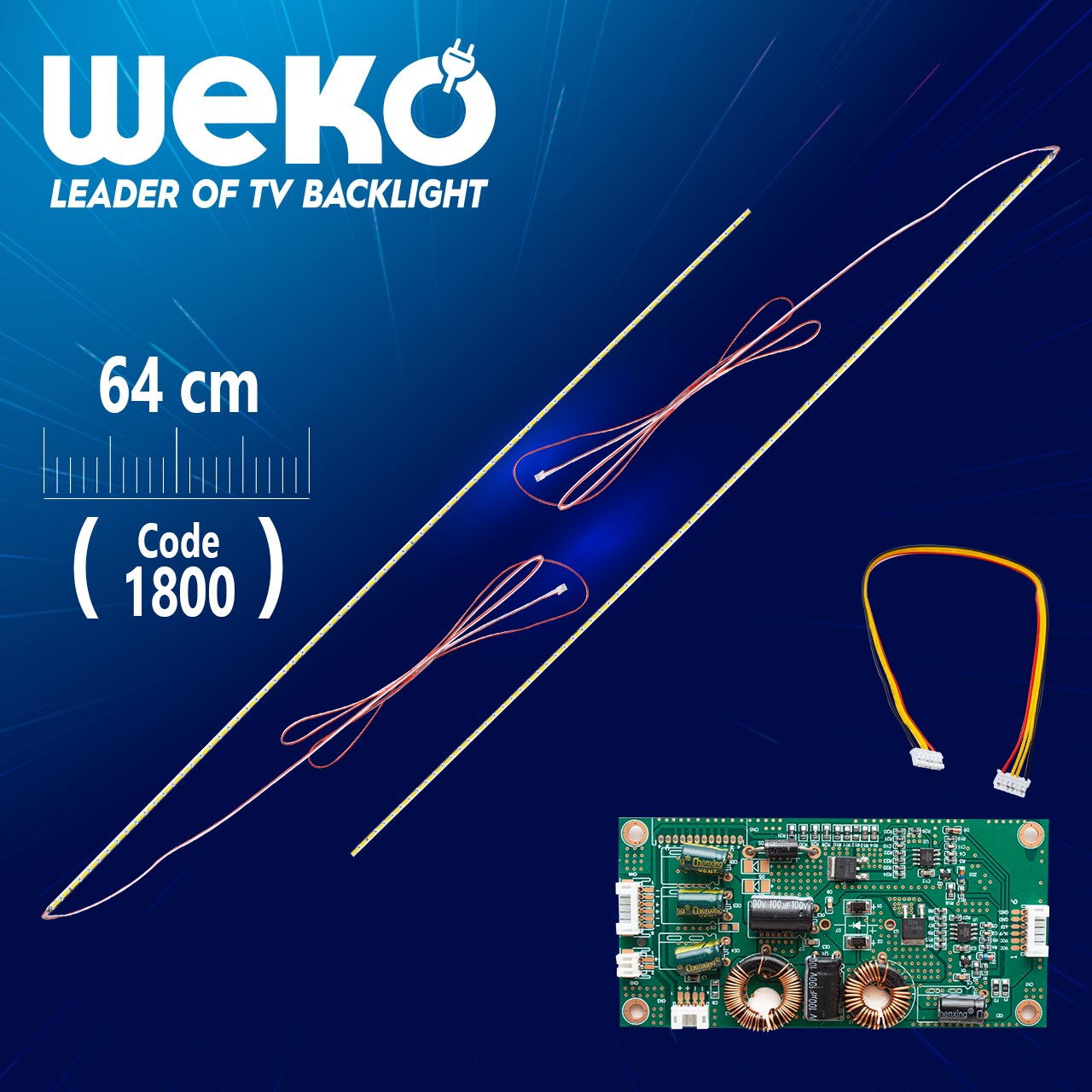 58" UNİVERSAL MONİTÖR E-LED (7020) 640MM 12V ÇİFT LED+SÜRÜCÜ+KABLO TAKIM