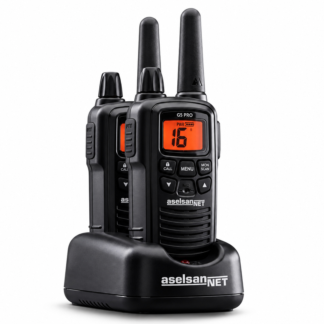 ASELSAN MIDLAND G5 PRO LCD EKRAN 16 KANAL 8 KM 2'Lİ PMR 446 EL TELSİZİ