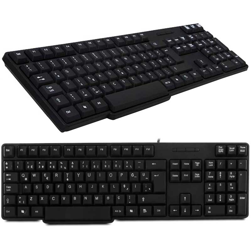 EVEREST KB-517U SİYAH 2MT BAKIR KABLOLU USB Q STANDART KLAVYE