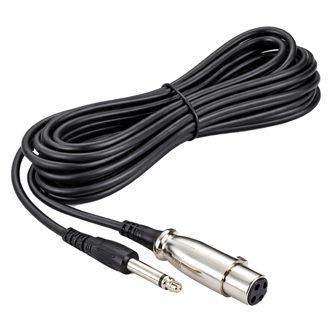 FULLY G-526F 6.3MM MONO ERKEK CANON DİŞİ 5 METRE SİYAH MİKROFON ARA KABLOSU