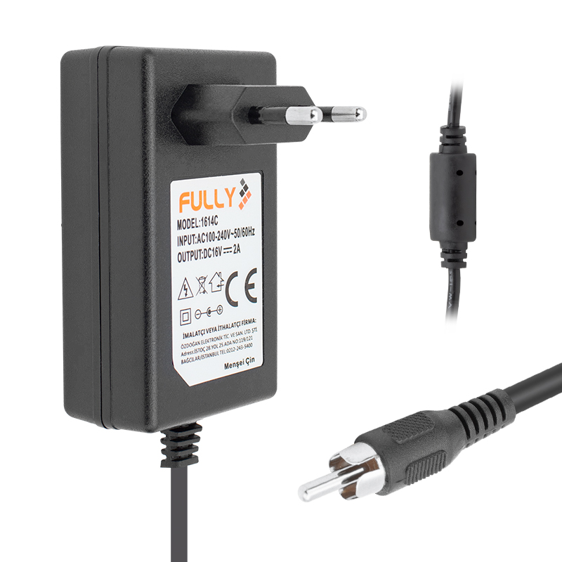 FULLY O-1614C 16 VOLT - 2 AMPER TOS RCA UÇLU PRİZ TİPİ SANTRAL ADAPTÖRÜ