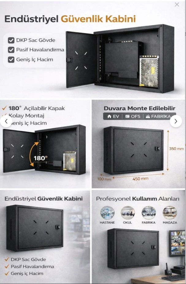 FURY 45X35X10 DİK TİP SİYAH DVR/NVR KABİNİ PANO - KABİNET