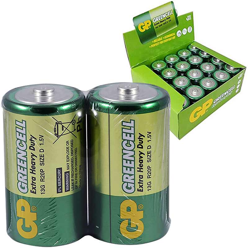 GP 13G 2S2 GREENCELL R20 BÜYÜK D BOY PİL (20'Lİ PAKET)