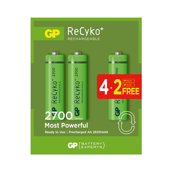 GP RECYKO 2600 MAH AA KALEM 6'LI ŞARJLI PİL 4+2 PAKET FİYATI