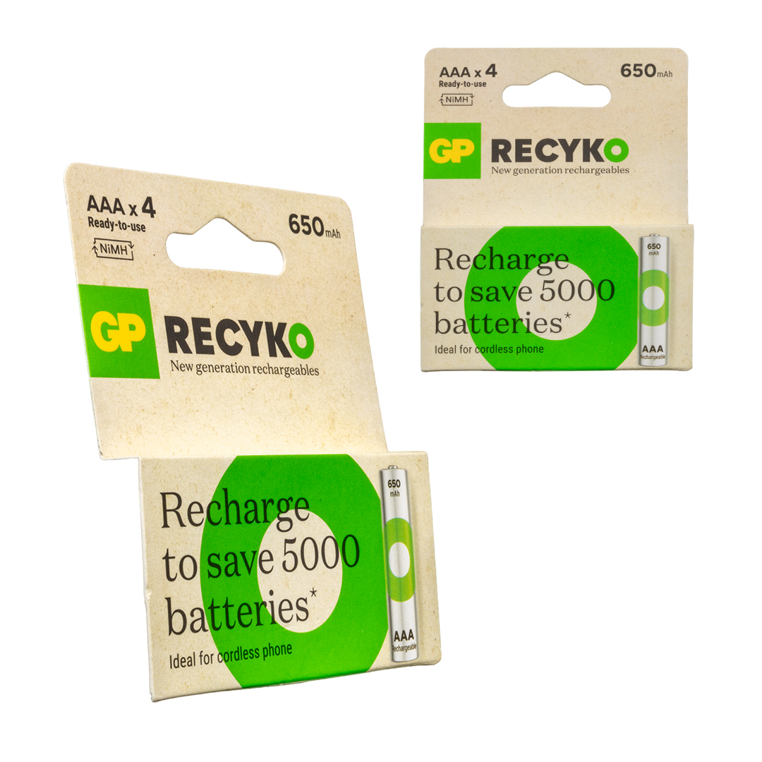 GP RECYKO 650 MAH R03 AAA ŞARJLI 4'LÜ İNCE KALEM PİL GP65AAAHCER21-2TLB2
