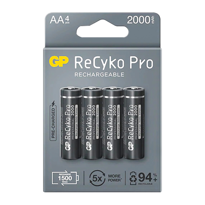 GP RECYKO PRO AA 2000 MAH 4'LÜ ŞARJLI PİL GP210AAHCB-2EB4 (GPRHC212B309)
