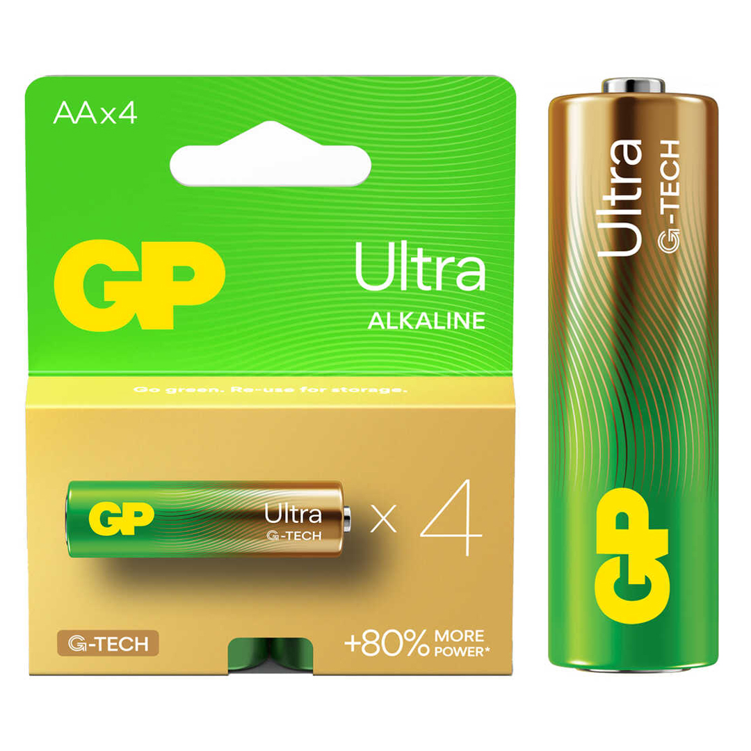 GP ULTRA ALKALİN AA LR6 KALEM PİL G-TECH (4'LÜ PAKET)
