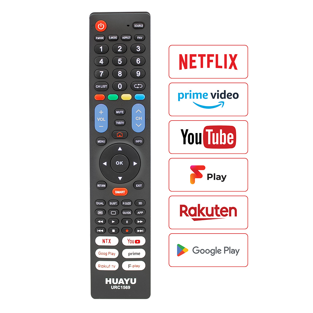 HUAYU KL URC1569 NETFLIX-YOUTUBE-PRIME VIDEO-GOOGLE PLAY-RAKUTEN TUŞLU 7IN1 UNIVERSAL LCD LED TV AKILLI KUMANDA